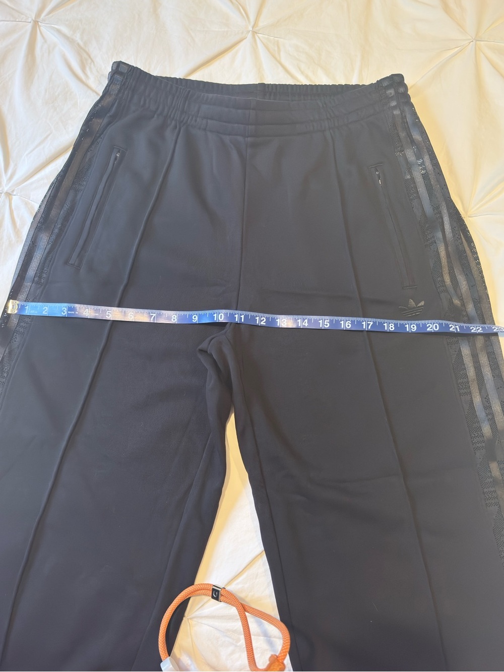 Adidas Black Wide-Leg Track Pants with Side Tape - Picture 3 of 8